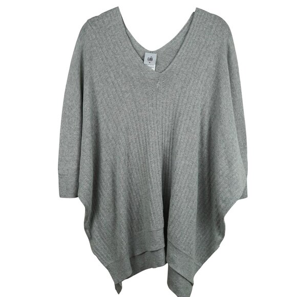 CAbi Tops - Cabi Gray Ribbed Knit Oversized Sweater Medium V-Neck Slouchy Comfy Cozy Minimal